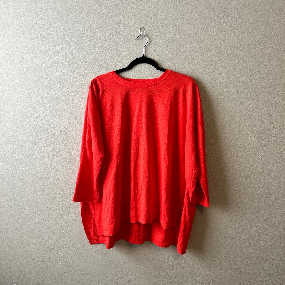 Mersea One Size Catalina Slub Knit Oversized Dolman Sleeve Top 3/4 - Red